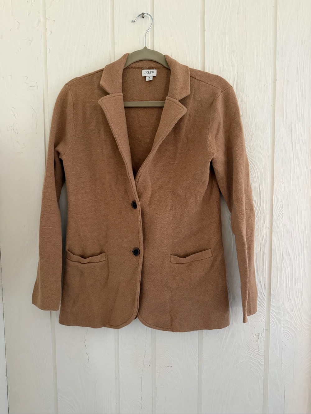 J. Crew Camel Knit Two-Button Blazer Sweater